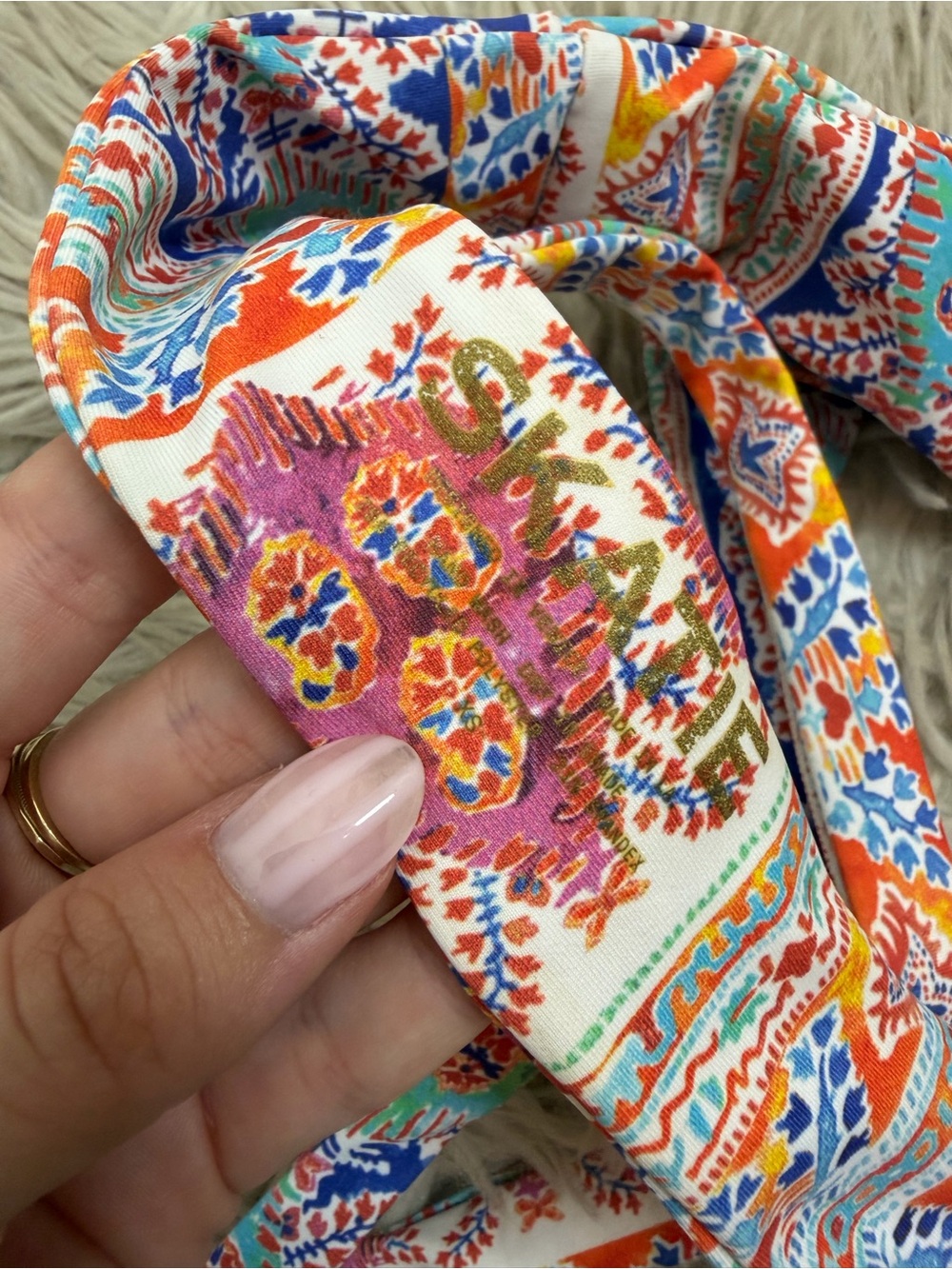 SKATIE Multicolor Boho Print Triangle Bikini Top Size XS - Picture 3 of 3